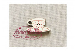 bouton bois "tasse a pois rouge"