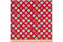 Tissu Benartex "Petits motifs boutons sur fond fraise"