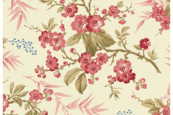 Tissu Edyta Sitar "Little sweethearts" branches de fleurs fond écru