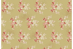 Tissu Edyta Sitar "Little sweethearts" baies et fleurs sur  beige