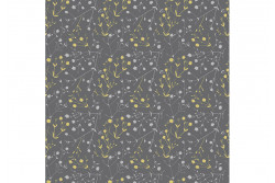 Tissu Stof "Sparkle and Fade" Fleurs or et argent sur fond gris foncé