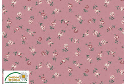 Tissu Patch Stof vintage Roses " petites fleurs sur fond vieux rose"