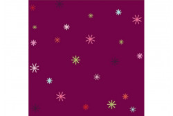 Tissu patch "Stitch Cats" petites étoiles multicolores sur fond aubergine