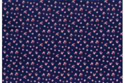 Tissu Patch Stof Amy Roses " petites roses sur fond bleu marine"