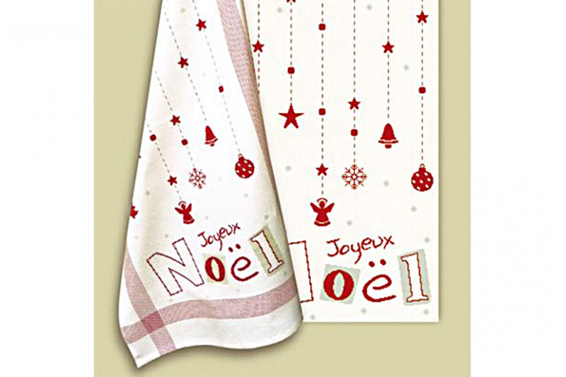 Serviette de table brodée Joyeux Noël