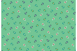 Tissu Makower "Folk Friends Sprig" Turquoise