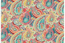 Tissu Makower "Folk Friends Paisley" Crème