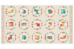 Tissu Makower "Folk Friends panel" Crème