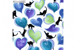 Tissu patch de Benartex Cat-i-tude "Hearts and Cats White multi"