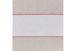 Bande à broder en Aida 5.5, blanc, bords festonnés rouge, 10 cm