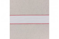 Bande à broder en Aida 5.5, blanc, bords festonnés rouge, 5 cm