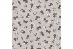 Tissu Stof "Shabby Chic" petites Roses noires sur fond lin clair