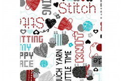 Tissu de Bénartex All you Knit is love "white hand knitted words"