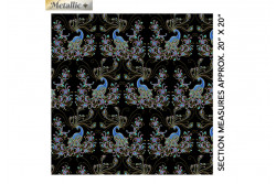 Tissu patch de Benartex Peacock Flourish "Black multi double exposure"