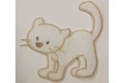 Motif thermocollant petit chat blanc liseret beige