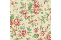 Tissu Makower "The Seamstress" de Edyta Sytar, Dahlia fond beige