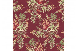 Tissu Makower "The Seamstress" de Edyta Sytar, Fern fond Bordeaux
