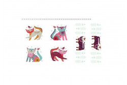 Tissu patch "Stitch Cats" Panneau chats rigolos sur fond blanc