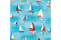 Tissu patch "Beside the Sea" Sailsboats sky blue