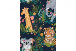 Tissu Dashwood "Our Planet" jungle sur fond noir