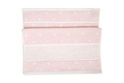 Drap de bain à broder Rico en coton rose à pois blanc