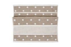 Serviette invité à broder Rico en coton beige à pois blancs