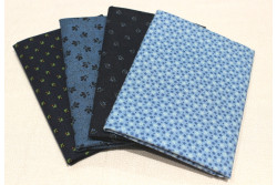 lot de 4 tissus patch Makower "petits motifs" n°2 Marine-Ciel