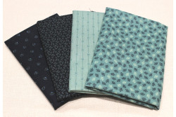 lot de 4 tissus patch Makower "petits motifs" n°3 Bleu nuit-Véronèse