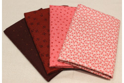 lot de 4 tissus patch Makower "petits motifs" n°5 Bordeaux-rose