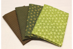 lot de 4 tissus patch Makower "petits motifs" n°9 Marron-Kaki