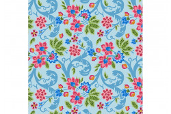 Tissu Odile Bailloeul "Jardin de la reine" fleurs sur fond bleu