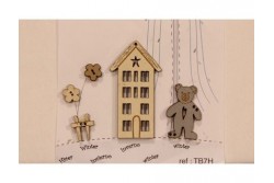 Boutons en bois maison et ours