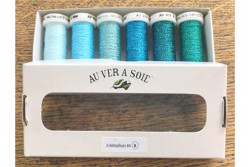 Pack de 6 bobines de fils métallisés "Bleu Ice"