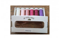 Pack de 6 bobines de fils métallisés "Rose"