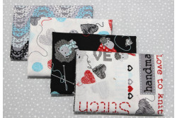 Lot de 4 Tissus de Bénartex "All you Knit is love"