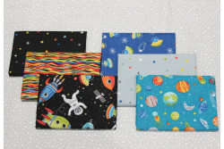 Lot de 3 ou 6 coupons de Tissu Makower "Space"