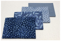 Lot de 4 tissus patch Stof "petits motifs" n°8 Bleu