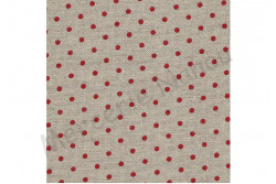Toile de lin BELFAST de Zweigart, coloris 5391 naturel pois rouge