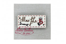Bouton en bois laqué "Mes Fils"