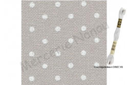 Etamine unifil MURANO de Zweigart, coloris 7349 gris pois blancs