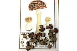 15  Boutons en bois "Petit champignons