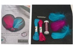 Kit de broderie avec fils de soie "Broche plumes Pop