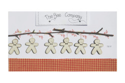 6 Boutons en bois  " Guirlande de Pain d'Epices de Noël"