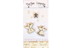 3 Boutons en bois " Anges de Noël"