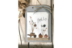 3 Boutons en bois "la récolte de potirons"