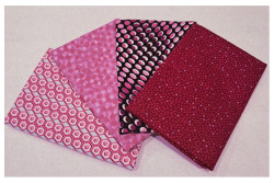 Lot de 4 tissus patch coordonnés Rose foncé
