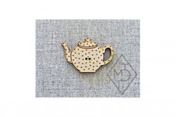 bouton bois "Theière à pois"