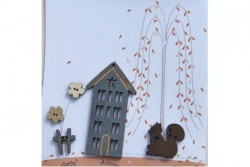Bouton en bois "Maisonnette Automne"
