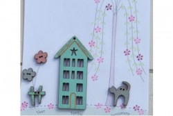 Bouton en bois "Maisonnette Printemps"