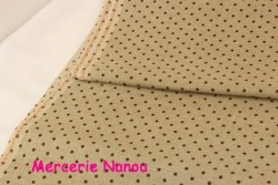 Toile de lin Belfast en lin naturel 3609-8905 naturel pois marrons